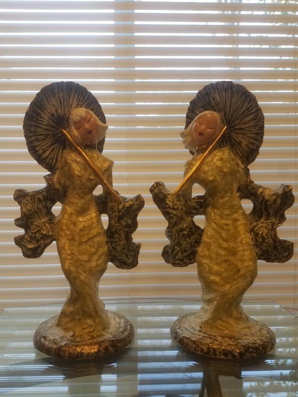 Pair of 1950's Hedi Schoop Geisha Girls Flower Holders Figurines