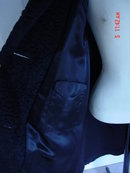 Vintage Ladies Black Boucle Wool Swing Coat Mink Collar