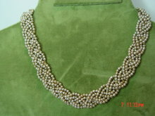 Vintage Braided Pearl Colored Seed Bead Choker Necklace