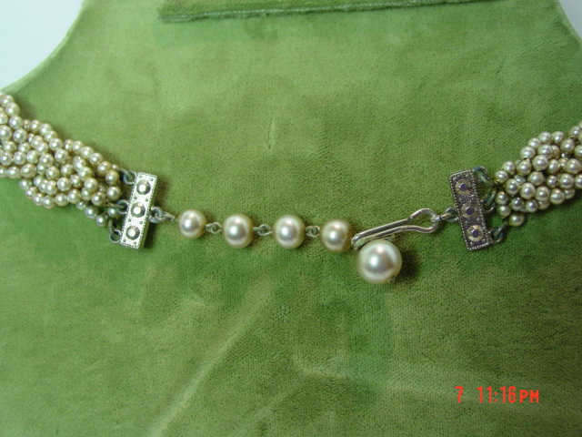 Vintage Braided Pearl Colored Seed Bead Choker Necklace