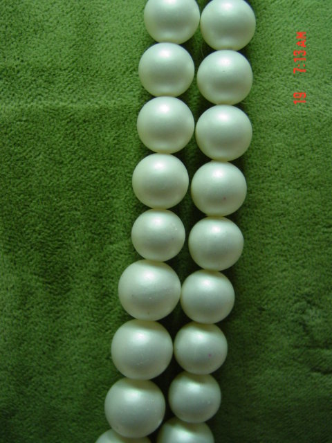 Two Strand Japan White Satin Beaded Necklace & Clip Earrings