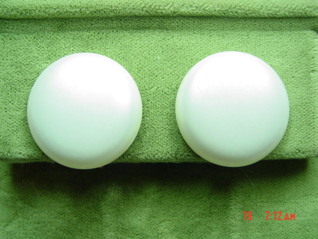 Two Strand Japan White Satin Beaded Necklace & Clip Earrings