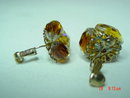 Vintage Vogue Rootbeer & AB Crystal Bead Button Clip Earrings