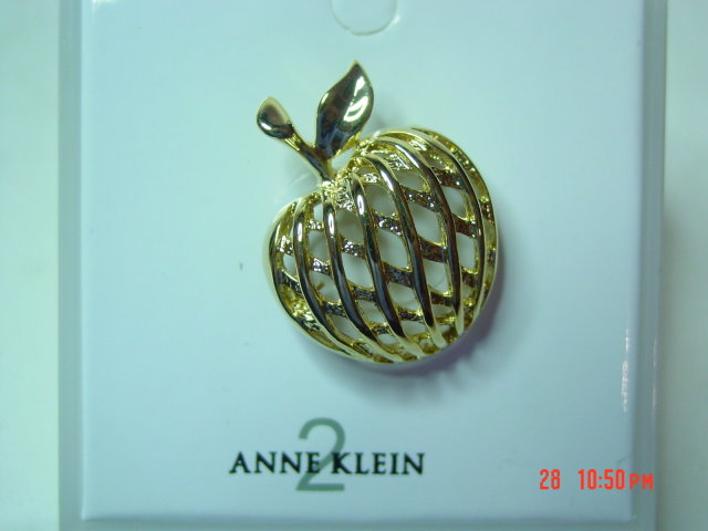 Anne Kleine Goldtone Apple Pin Brooch