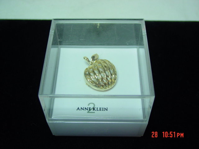 Anne Kleine Goldtone Apple Pin Brooch