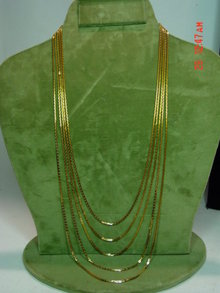 Vintage Hong Kong Goldtone 5 Strand Chain Necklace
