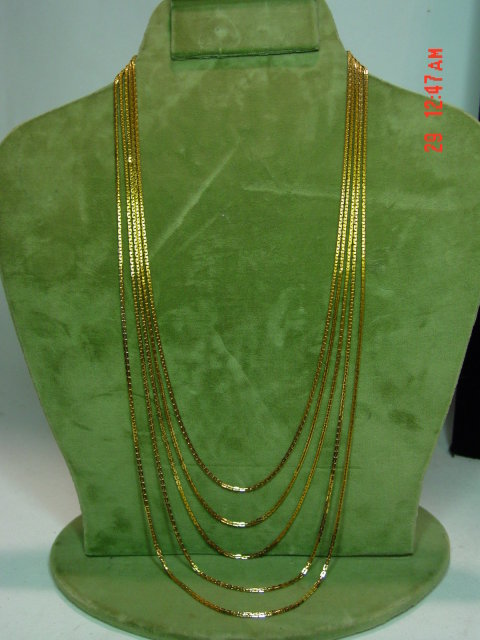 Vintage Hong Kong Goldtone 5 Strand Chain Necklace