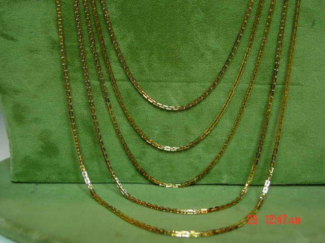 Vintage Hong Kong Goldtone 5 Strand Chain Necklace
