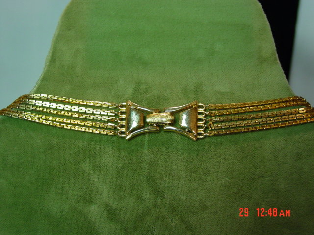 Vintage Hong Kong Goldtone 5 Strand Chain Necklace