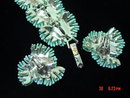 Vintage Lisner Light Blue Plastic Flower Bracelet & Clip Earrings
