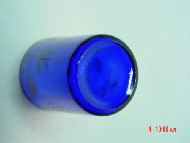 Antique Victorian Cobalt Blue Enamel Painted Lemonade or Water Glass Tumbler