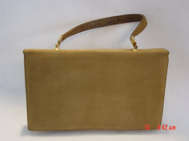 Vintage Nicholas Reich Suede and Reptile Handbag Purse