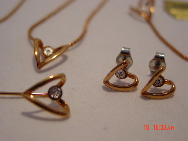 Eva Saint Denise Diamond Necklace, Bracelet, Stick Pin, Pierced Earrings Set