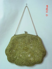 Vintage Gold Seed Bead Purse Evening Bag by Debbie of John Wind Imports