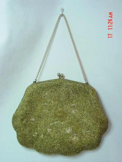Vintage Gold Seed Bead Purse Evening Bag by Debbie of John Wind Imports