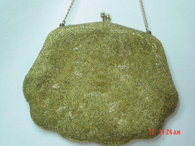 Vintage Gold Seed Bead Purse Evening Bag by Debbie of John Wind Imports