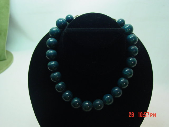 Plastic Marbelized Blue Green Choker Necklace