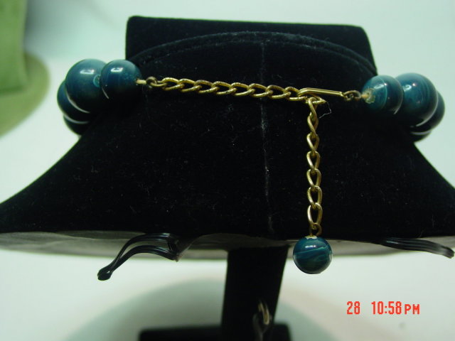 Plastic Marbelized Blue Green Choker Necklace