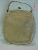 Vintage 1950's Cream Faux Fur & Vinyl Purse Handbag by Mel-Ton