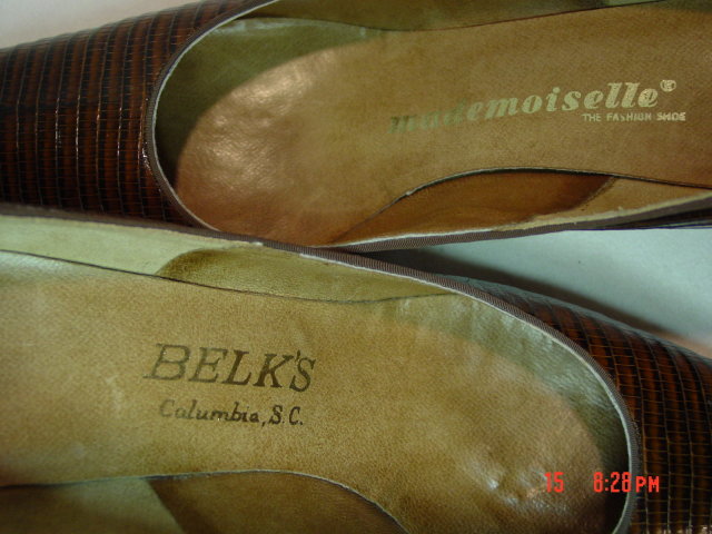Dark Brown Reptile Skin Leather Mademoiselle Shoes Size 9AAAA