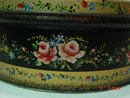 Vintage Lithograph Toleware Floral Round Tin Container