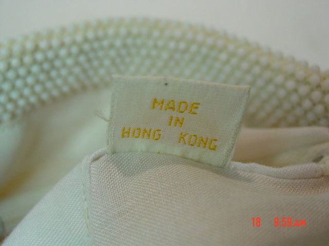 Vintage White Beaded Laura USA Hong Kong Purse