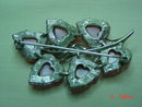 Coro Pink Moonglow Thermoset Lucite Leaves Pin Brooch