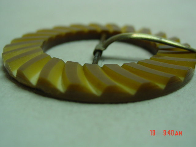 Carved Butterscotch Bakelite Belt Buckle