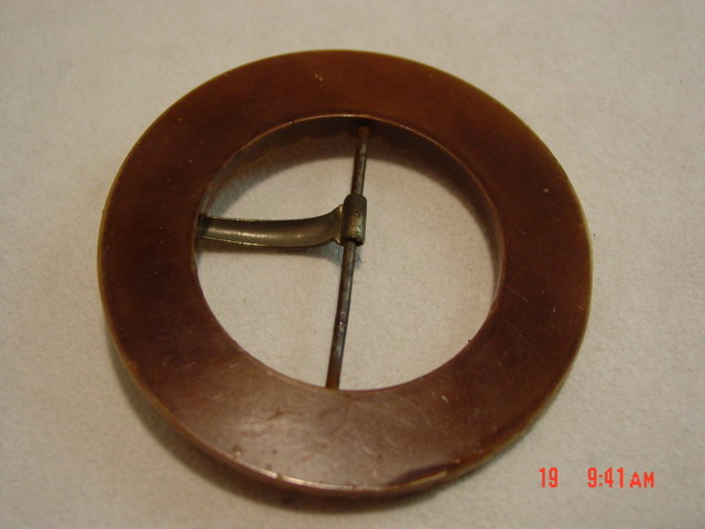 Carved Butterscotch Bakelite Belt Buckle