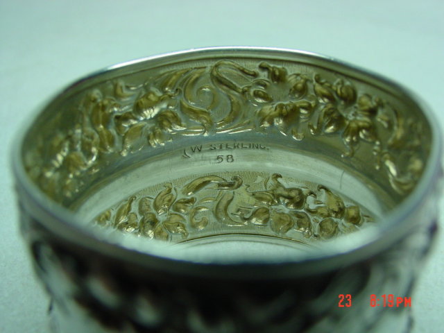 Beautiful Sterling Silver Repousse Napkin Ring