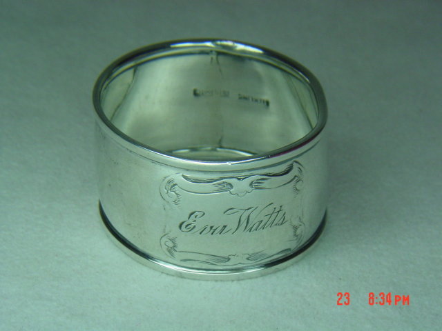 Sterling Silver Manufacturing Co. (SSMC) Engraved Napkin Ring