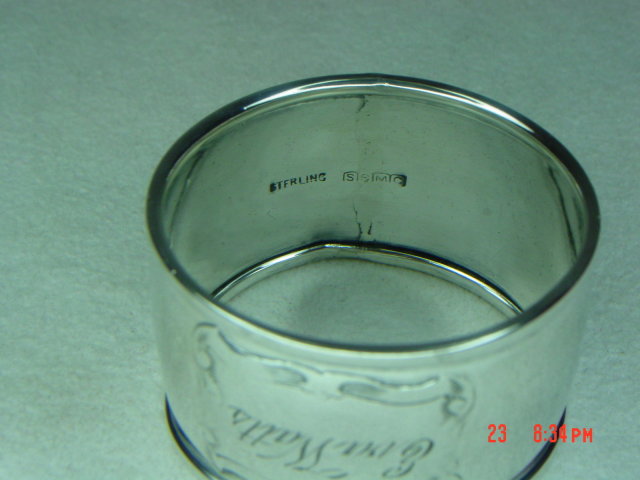 Sterling Silver Manufacturing Co. (SSMC) Engraved Napkin Ring