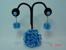 Blue Plastic Clip Earrings & Pin