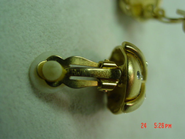 Erwin Pearl Goldtone Clip Earrings