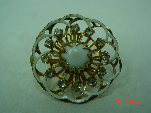 Kramer Goldtone White Enamel Clip Earrings