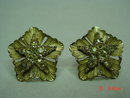 BSK Goldtone & Yellow Rhinestone Clip Earrings