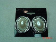 Richelieu Silvertone Faux Pearl Pierced Earrings
