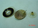 Richelieu Oval Goldtone Black Enamel Faux Pearl Pierced Earrings