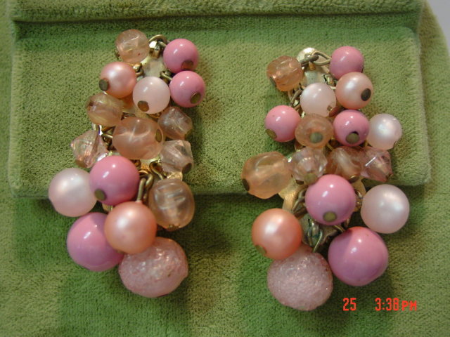 Karu Pink Bead Clip Earrings