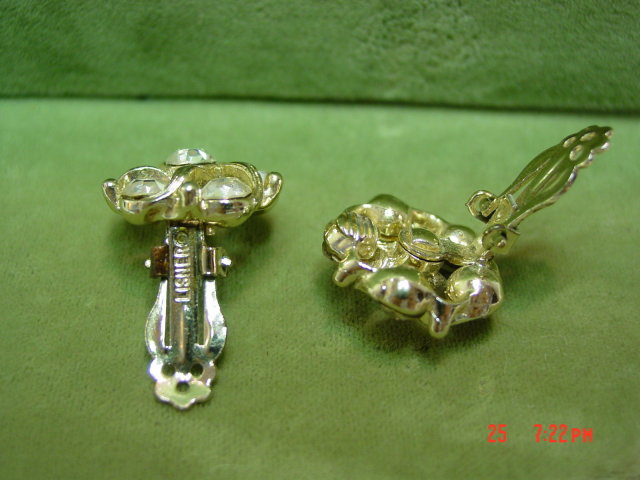 Lisner Clear Rhinestone Clip Earrings