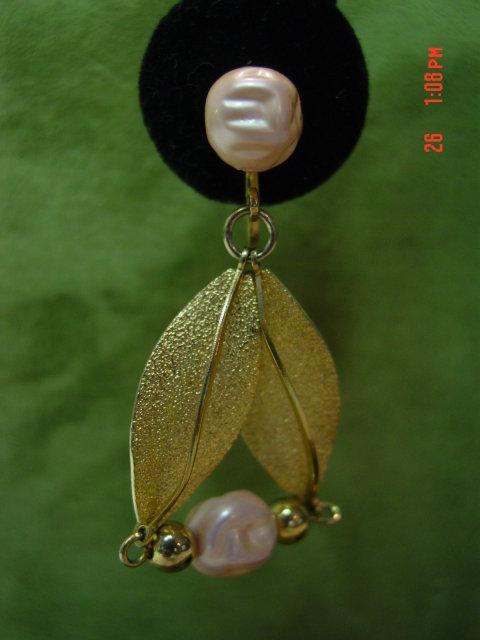 Coro Pink Bead Dangling Clip Earrings