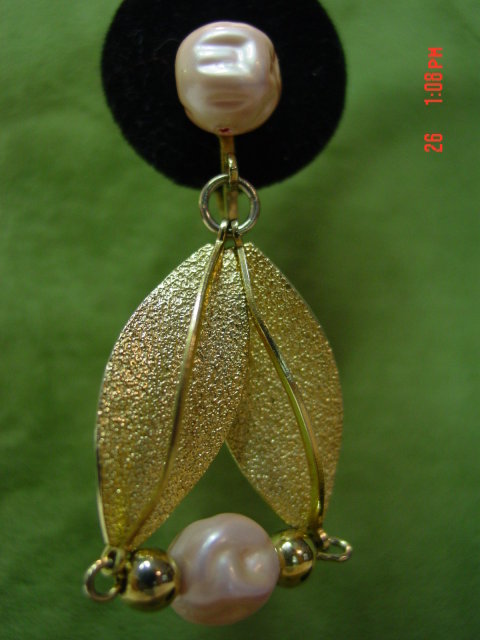 Coro Pink Bead Dangling Clip Earrings