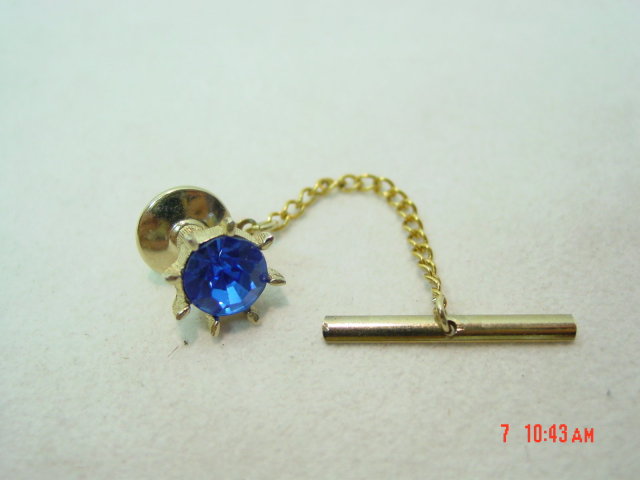 Vintage Swank Blue Glass Tie Pin