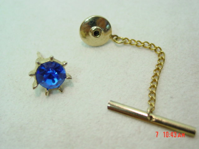 Vintage Swank Blue Glass Tie Pin