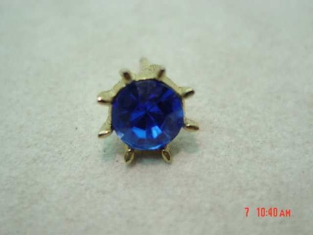 Vintage Swank Blue Glass Tie Pin