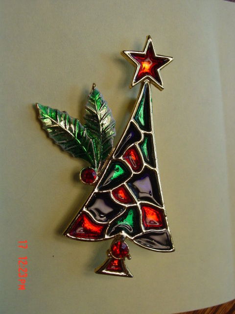 Vintage B.J. Christmas tree pin