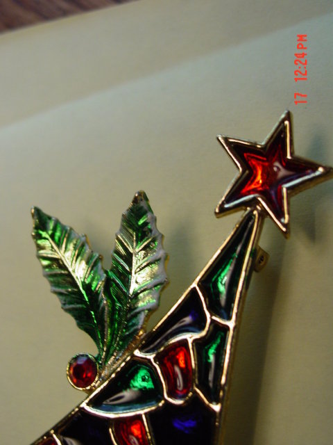 Vintage B.J. Christmas tree pin