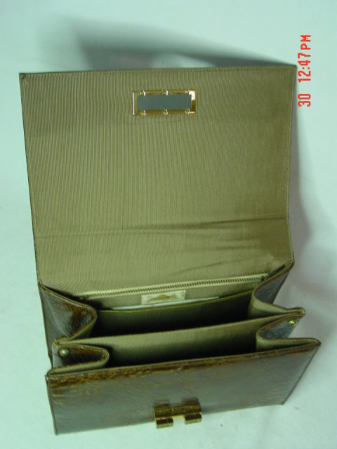 Triangle New York Brown Vinyl Reptile Handbag Purse