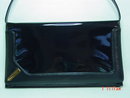 Vintage Black Vinyl Accordian Envelope Clutch Purse