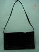 Vintage Black Vinyl Accordian Envelope Clutch Purse